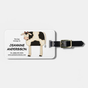Cute Country Prim Folkart Lady Cow Bagagelabel