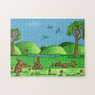 Cute Country Rabbits Jigzaag Puzzle met Gift Box Legpuzzel