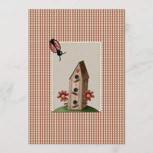 Cute Country Red Gingham Controleert Baby shower Kaart