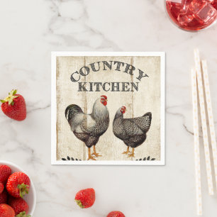 Cute Country Rooster party napkins Servet