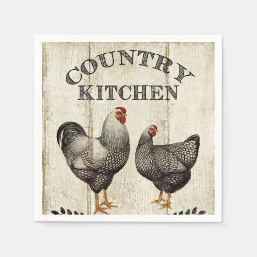 Cute Country Rooster  party napkins Servet (Voorkant)