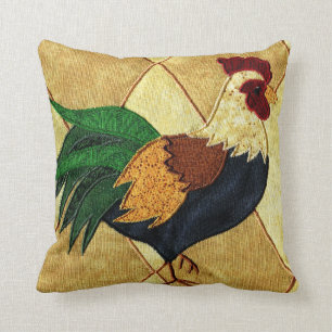 Cute Country Rooster Quilted look Sierkussen