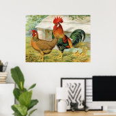 Cute country roster hen  keukenposter poster (Thuiskantoor)