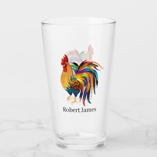 Cute country roster loster Glass Glas (Achterkant)