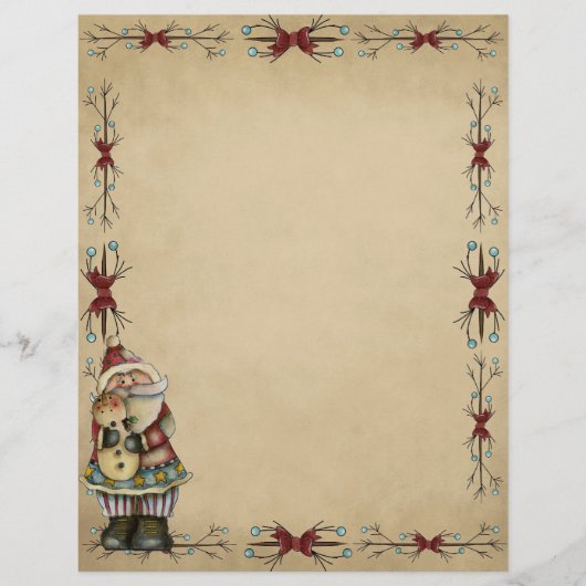 Cute Country Santa Kerstmis Letterhead (Voorkant)
