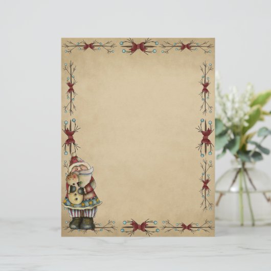 Cute Country Santa Kerstmis Letterhead (Staand voorkant)