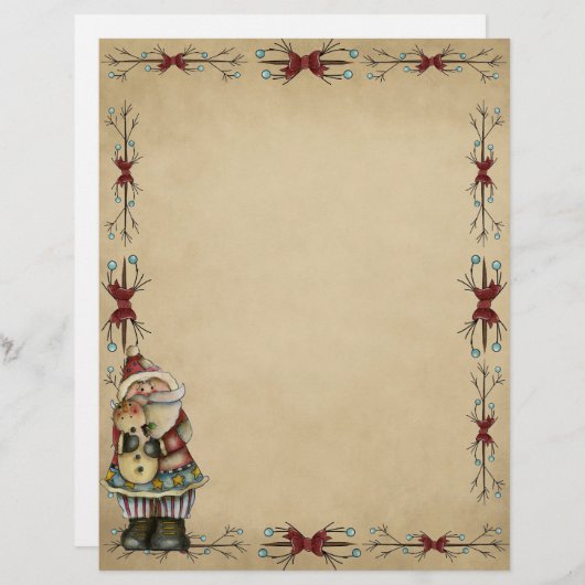 Cute Country Santa Kerstmis Letterhead (Voorkant / Achterkant)