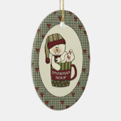 Cute Country Snowman Soup Kerstmis Keramisch Ornament (Rechts)