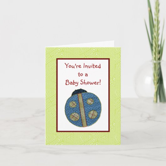 Cute Country Style Blue Ladybug Baby shower (Voorkant)