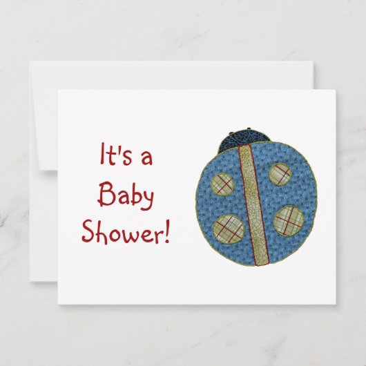 Cute Country Style Blue Ladybug Baby shower Kaart (Voorkant)