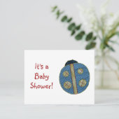 Cute Country Style Blue Ladybug Baby shower Kaart (Staand voorkant)