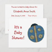 Cute Country Style Blue Ladybug Baby shower Kaart (Voorkant / Achterkant)