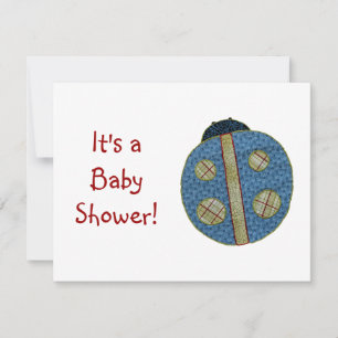 Cute Country Style Blue Ladybug Baby shower Kaart