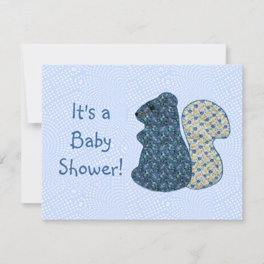 Cute Country Style Blue Squirrel Baby shower Kaart (Voorkant)