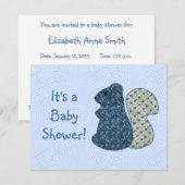Cute Country Style Blue Squirrel Baby shower Kaart (Voorkant / Achterkant)