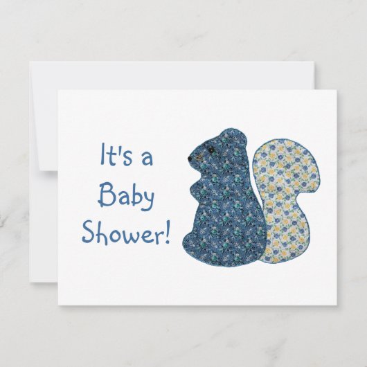 Cute Country Style Blue Squirrel Baby shower Kaart (Voorkant)