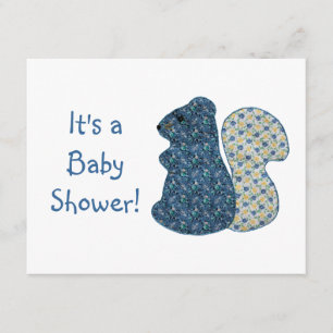 Cute Country Style Blue Squirrel Baby shower Kaart