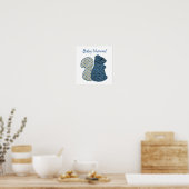 Cute Country Style Blue Squirrel Baby shower Poster (Keuken)