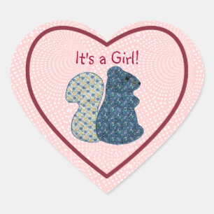 Cute Country Style en Girl Blue Squirrel Hart Sticker