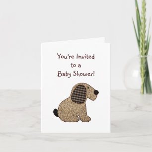 Cute Country Style Gingham Dog Baby shower