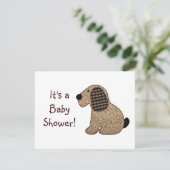 Cute Country Style Gingham Dog Baby shower Kaart (Staand voorkant)