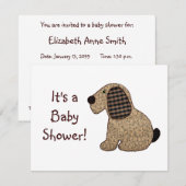 Cute Country Style Gingham Dog Baby shower Kaart (Voorkant / Achterkant)