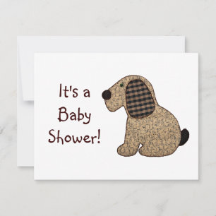 Cute Country Style Gingham Dog Baby shower Kaart
