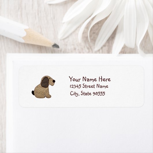 Cute Country Style Gingham Dog Etiket (Insitu)