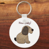 Cute Country Style Gingham Dog New Baby Sleutelhanger (Voorkant)