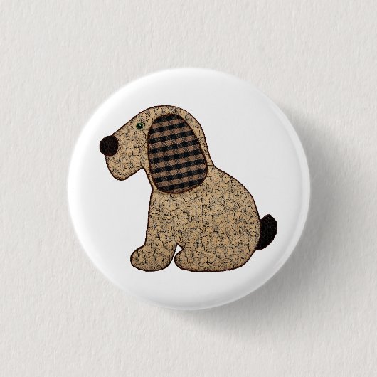 Cute Country Style Gingham Dog Ronde Button 3,2 Cm (Voorkant)