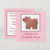 Cute Country Style Pink Play Baby shower Kaart (Voorkant / Achterkant)