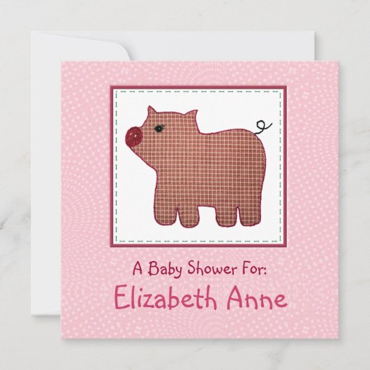 Cute Country Style Pink Play Baby shower Kaart (Voorkant)