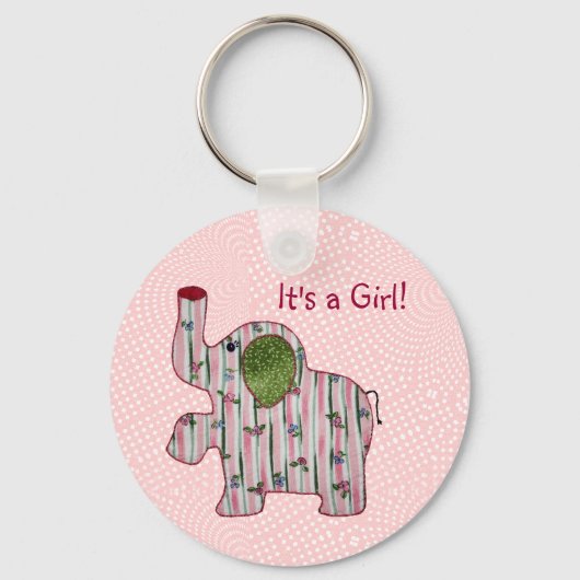 Cute Country Style Roze Elephant Baby Girl Sleutelhanger (Voorkant)