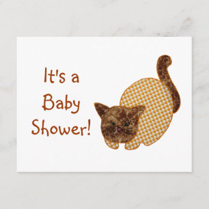 Cute Country Style Yellow Cat Baby shower Kaart