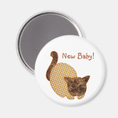 Cute Country Style Yellow Cat New Baby Magneet (Voorkant / Achterkant)