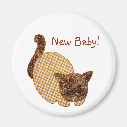 Cute Country Style Yellow Cat New Baby Magneet (Voorkant)