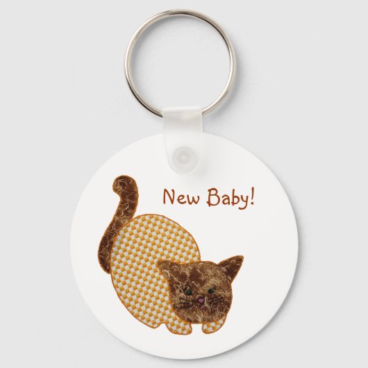 Cute Country Style Yellow Cat New Baby Sleutelhanger (Voorkant)