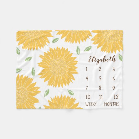 Cute Country Sunflower Baby Milestone Fleece Deken (Voorkant (Horizontaal))