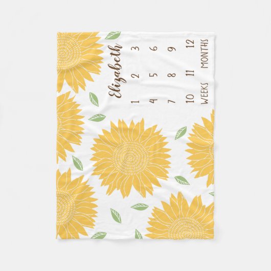 Cute Country Sunflower Baby Milestone Fleece Deken (Voorkant)