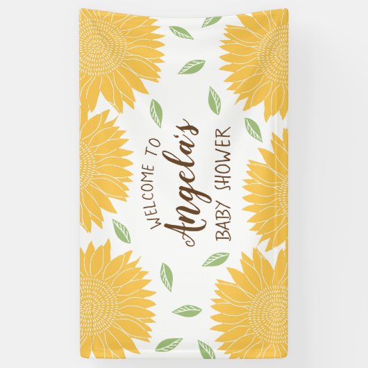Cute Country Sunflower Baby shower Party Spandoek (Verticaal)