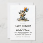Cute Country Teddy Bear Baby Shower Invitation Kaart (Voorkant)