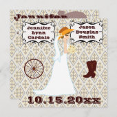 Cute country Western Cowboy Wedding Invitations Kaart (Voorkant / Achterkant)