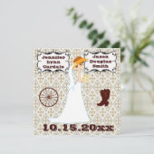 Cute country Western Cowboy Wedding Invitations Kaart (Staand voorkant)