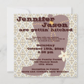 Cute country Western Cowboy Wedding Invitations Kaart (Achterkant)
