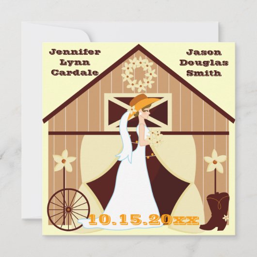 Cute country Western Cowboy Wedding Invitations Kaart (Voorkant)