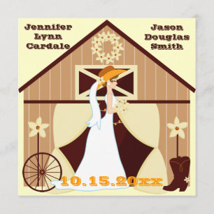 Cute country Western Cowboy Wedding Invitations Kaart