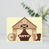 Cute Country Western Cowboy Wedding RSVP Card (Staand voorkant)