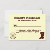 Cute Country Western Cowboy Wedding RSVP Card (Achterkant)