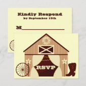 Cute Country Western Cowboy Wedding RSVP Card (Voorkant / Achterkant)
