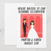 CUTE COUPLE ART WEDDING INVITATION KAART (Voorkant / Achterkant)